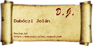 Dabóczi Jolán névjegykártya